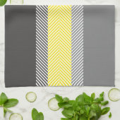 Modern geel en grijs Geometrische strippatroon Theedoek (Gevouwen)