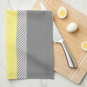 Modern geel en grijs Geometrische strippatroon Theedoek (Quarter Fold)