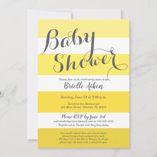 Modern Geel en Grijs Gestreept Kaart (Voorkant)