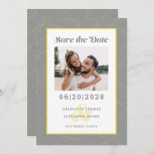 Modern geel en grijs patroon | De datumfoto opslaa Save The Date (Voorkant / Achterkant)