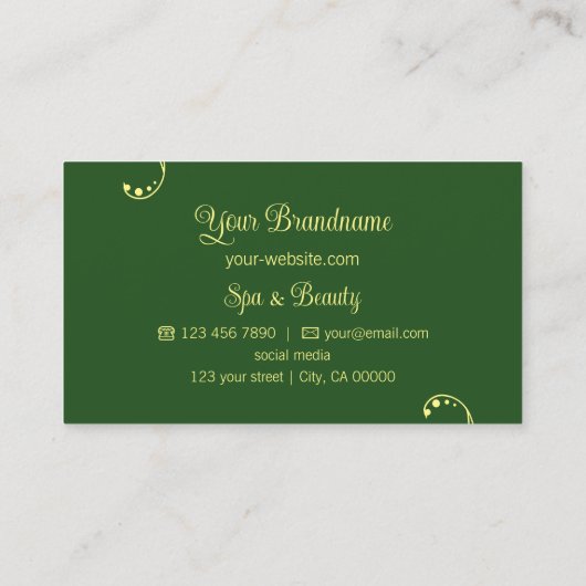 Modern geel en groen  met portretfoto visitekaartje (Achterkant)