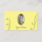 Modern geel en groen  met portretfoto visitekaartje (Voorkant)