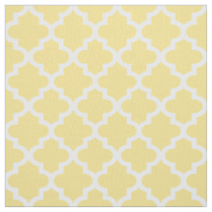 Modern Geel en Wit Quatrefoil Patroon Stof