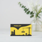 Modern Geel en Zwart bouwterrein Silhouette Visitekaartje (Staand voorkant)