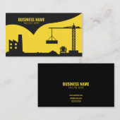 Modern Geel en Zwart bouwterrein Silhouette Visitekaartje (Voorkant / Achterkant)