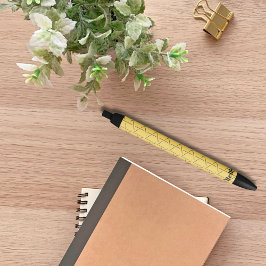 Modern geel en zwart geometrisch patroon Monogram Zwarte Inkt Pen