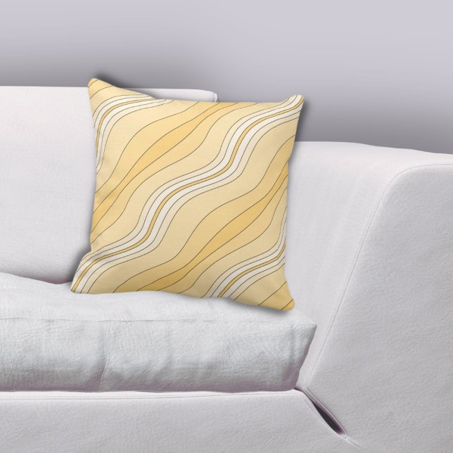 Modern geel gelaagd lijnenpatroon kussen (Modern Yellow Layered Lines Pattern Throw Pillow)