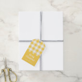 Modern geel geplakt patroon Vrolijk kerstfeest Cadeaulabel (Met Touw)