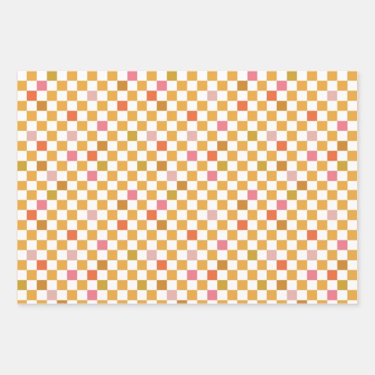 Modern geel geruit inpakpapier (Voorkant 3)