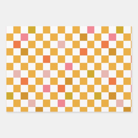 Modern geel geruit inpakpapier vel (Voorkant)