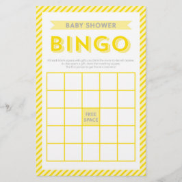Modern Geel Gestreepte Baby Shower Bingo Spel Briefpapier