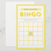 Modern Geel Gestreepte Baby Shower Bingo Spel Briefpapier (Voorkant / Achterkant)