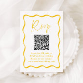 Modern Geel Golvend Lijst QR Code Bruiloft RSVP Informatiekaartje