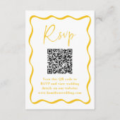Modern Geel Golvend Lijst QR Code Bruiloft RSVP Informatiekaartje (Voorkant)