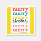 Modern Geel Goud Sterren Kleurrijke Vrolijke Kerst Servet (Voorkant)