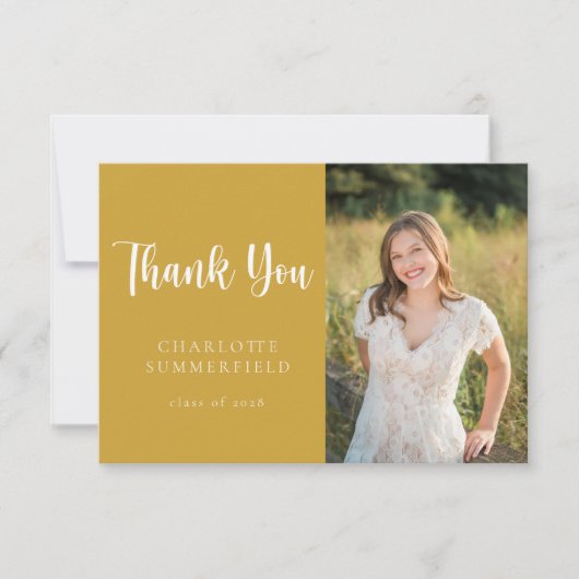 Modern geel gouden Afstuderen dank u kaart (Voorkant)