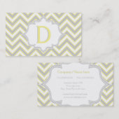 Modern geel, grijs chevron monogram gepersonalisee visitekaartje (Voorkant / Achterkant)