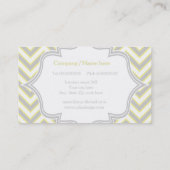 Modern geel, grijs chevron monogram gepersonalisee visitekaartje (Achterkant)