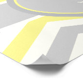 Modern geel grijs chevron zigzag bruiloft poster (Hoek)