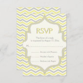 Modern geel grijs chevron zigzag bruiloft RSVP (Voorkant / Achterkant)
