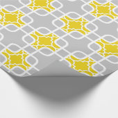 Modern geel & grijs geometrisch patroon cadeaupapier (Hoek)