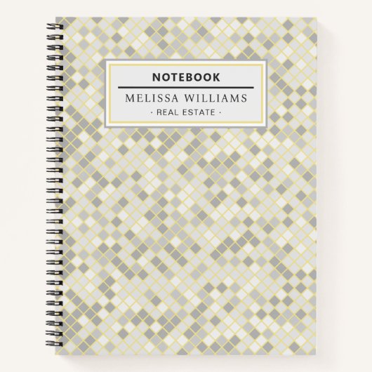 Modern Geel & Grijs Geometrisch Professioneel Notitieboek (Voorkant)