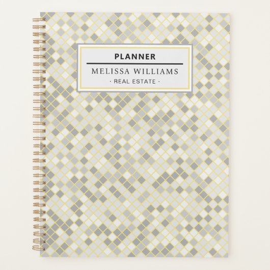 Modern Geel & Grijs Geometrisch Professioneel Planner (Voorkant)