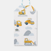 Modern Geel Grijs In Bouw Verjaardag Cadeaulabel (Achterkant)