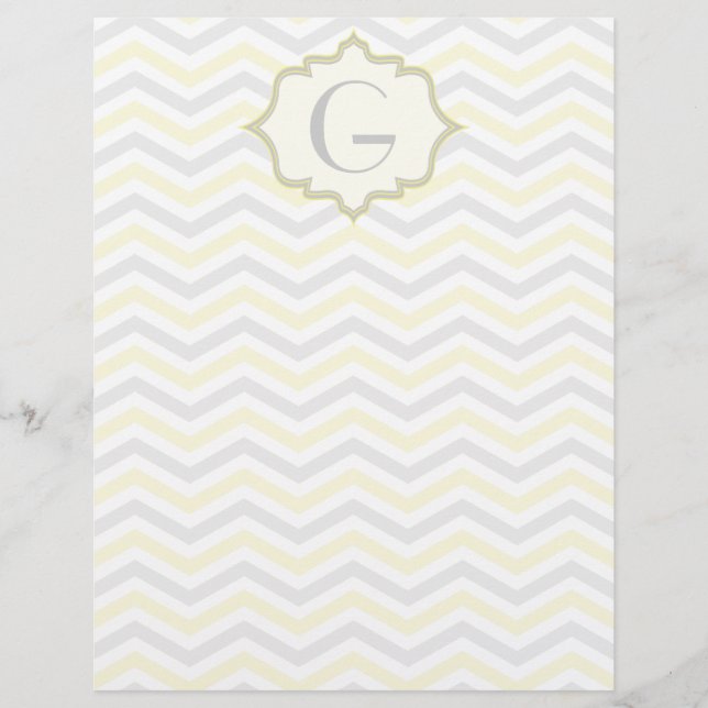 Modern geel, grijs, ivoorchevron patroon aangepast (Voorkant)