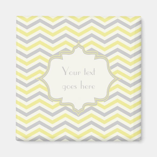 Modern geel, grijs, ivoorchevron patroon aangepast magneet (Voorkant)