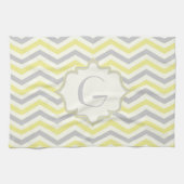 Modern geel, grijs, ivoorchevron patroon aangepast theedoek (Horizontaal)