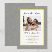 Modern Geel & Grijs Patroon | Bewaar de datum foto Save The Date (Voorkant / Achterkant)