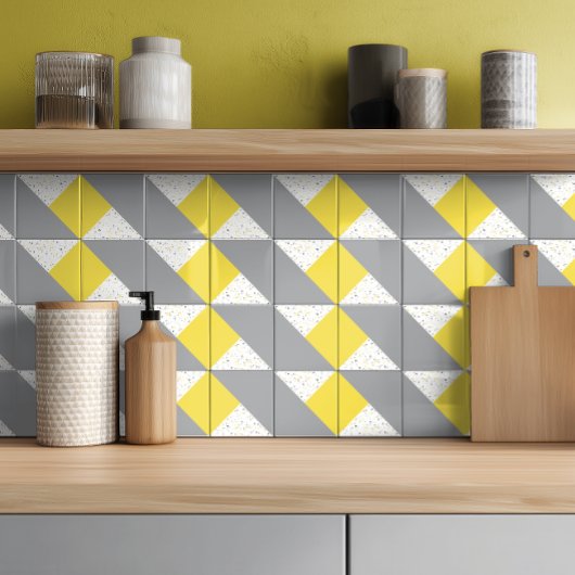 Modern Geel Grijs Terrazzo Tegeltje