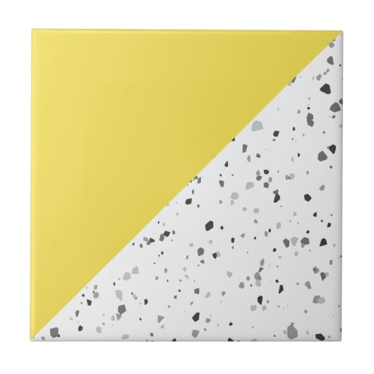 Modern Geel Grijs Terrazzo Tegeltje (Voorkant)