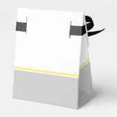 Modern geel, grijs, wit vintage bruiloft bedankdoosjes (Achterkant)