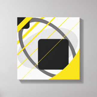 Modern Geel Grijs Zwart Off-Wit Ingepakt Canvas Afdruk