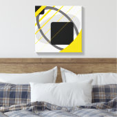 Modern Geel Grijs Zwart Off-Wit Ingepakt Canvas Afdruk (Insitu (Slaapkamer))