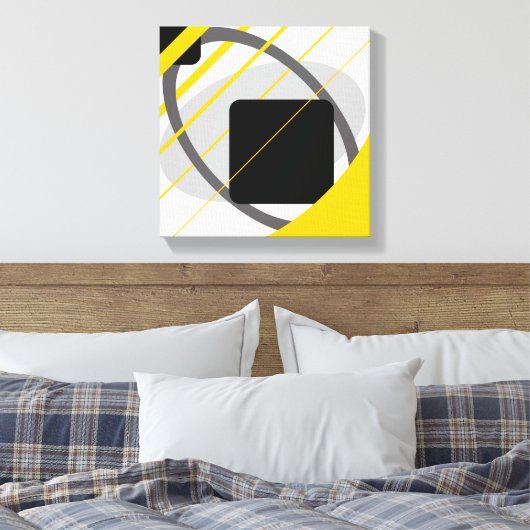 Modern geel grijs zwart van wit verpakt canvas (Insitu (Slaapkamer))