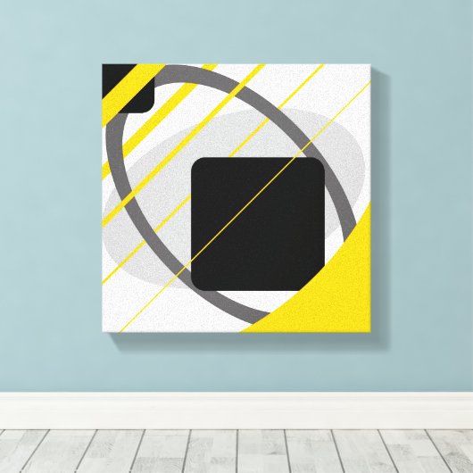 Modern geel grijs zwart van wit verpakt canvas (Insitu (Houten vloer))