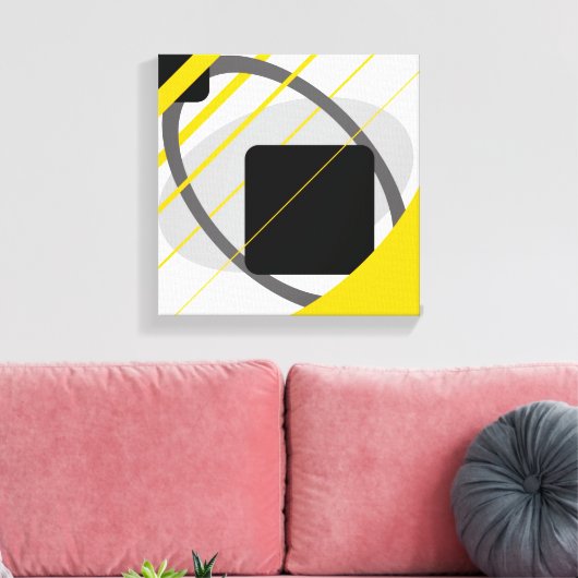 Modern geel grijs zwart van wit verpakt canvas (Insitu (Woonkamer))