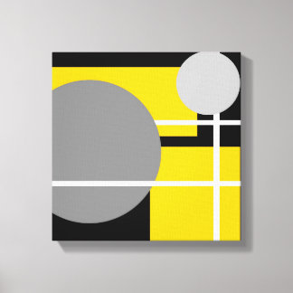 Modern Geel Grijs Zwart Wit Canvas Afdruk