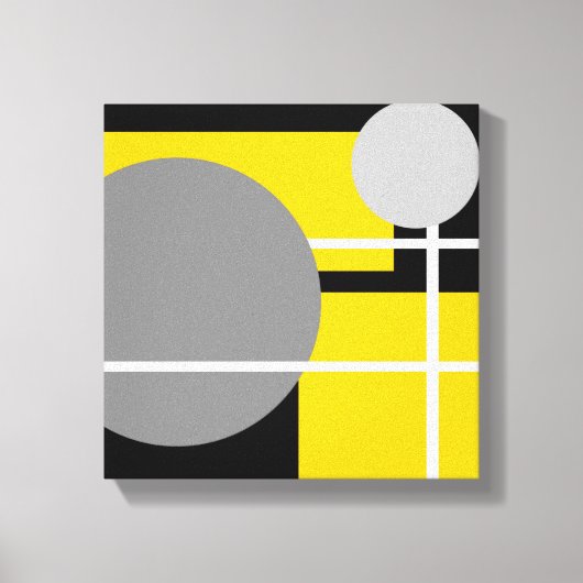 Modern Geel Grijs Zwart Wit Canvas Afdruk (Voorkant)