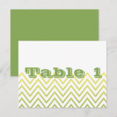 Modern Geel Groen Chevron Trouwtafel Nummer Briefkaart (Voorkant / Achterkant)