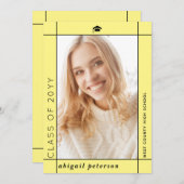 Modern geel Klasse van 2025 afstuderen foto Aankondiging (Voorkant / Achterkant)