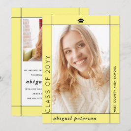 Modern geel Klasse van 2025 afstuderen foto Aankondiging