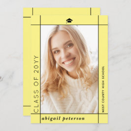 Modern geel Klasse van 2025 afstuderen foto Aankondiging