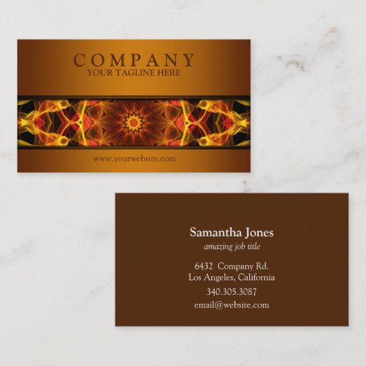 modern Geel Krocus mandala brown Visitekaartje (Voorkant / Achterkant)