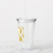 Modern geel lemonpatroon en knijp de dag in acryl drinkbeker (Links)