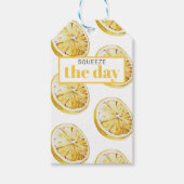 Modern geel lemonpatroon en knijp de dag in cadeaulabel (Voorkant)