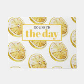 Modern geel lemonpatroon en knijp de dag in deurmat (Voorkant)